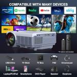 FUDONI Native 1080P Portable Movie Projector
