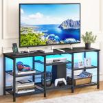 YGEOMER TV Stand with Power Outlet and LED Lights