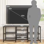 YGEOMER TV Stand with Power Outlet and LED Lights