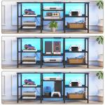 YGEOMER TV Stand with Power Outlet and LED Lights