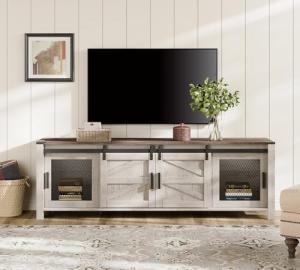 WAMPAT Rustic Oak TV Stand for 75-Inch TVs