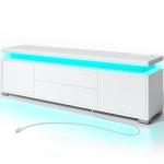 Rolanstar LED TV Stand with Power Outlet, White