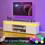 Rolanstar LED TV Stand with Power Outlet, White