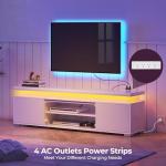 Rolanstar LED TV Stand with Power Outlet, White