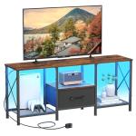 Rustic Brown LED TV Stand with Open Storage