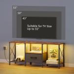 Rustic Brown LED TV Stand with Open Storage