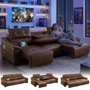 Electric Reclining Sectional Sofa with USB Charging