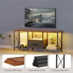 Rustic Brown LED TV Stand with Open Storage