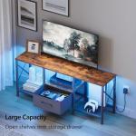 Rustic Brown LED TV Stand with Open Storage