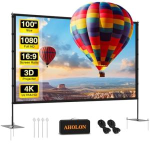 100-Inch Portable Outdoor Projector Screen with Stand