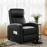 Black Leather Recliner Chair with Lumbar Support