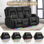 URRED Power Reclining Massage Loveseat Sofa with LED