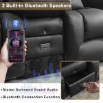 URRED Power Reclining Massage Loveseat Sofa with LED