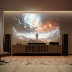 Mid-Century Modern TV Stand with Slatted Doors