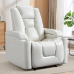 White Leather Power Recliner Chair for Home Theater