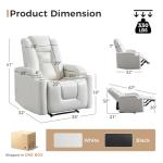 White Leather Power Recliner Chair for Home Theater