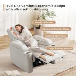White Leather Power Recliner Chair for Home Theater