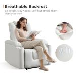 White Leather Power Recliner Chair for Home Theater