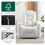 White Leather Power Recliner Chair for Home Theater