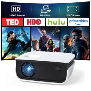 NICPOW Mini Projector, 1080P Portable Outdoor Fun