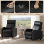 Yaheetech Black Leather Reclining Chaise Sofa