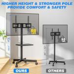 Portable Rolling TV Stand with Adjustable Height