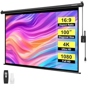 VIVOHOME 100-Inch Motorized Projector Screen with Remote