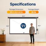 VIVOHOME 100-Inch Motorized Projector Screen with Remote