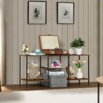 Rustic TV Console Table with Outlets, 45