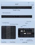 Puxinat 2-in-1 Bluetooth Sound Bar with Subwoofer