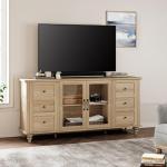 Farmhouse TV Stand with Glass Doors for 75" TVs