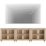 WAMPAT 100 Inch Oak TV Stand and Buffet Cabinet