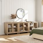 WAMPAT 100 Inch Oak TV Stand and Buffet Cabinet