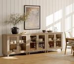 WAMPAT 100 Inch Oak TV Stand and Buffet Cabinet