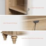 WAMPAT 100 Inch Oak TV Stand and Buffet Cabinet