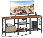 Furologee Rustic Brown TV Stand with Power Outlets