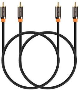 FosPower 6ft Gold Plated Coaxial Audio Cable 2-Pack