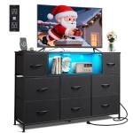 WLIVE LED TV Stand with Storage and Charging Station