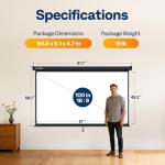 VIVOHOME 100 Inch 4K Pull Down Projector Screen