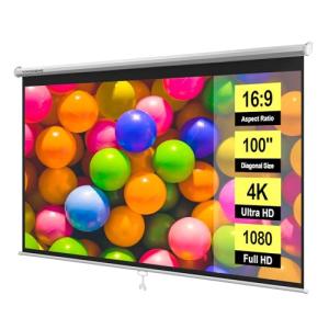 VIVOHOME 100" HD 4K Pull Down Projector Screen