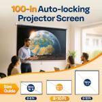 VIVOHOME 100" HD 4K Pull Down Projector Screen