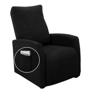 Black Recliner Chair Cover Set with Pocket