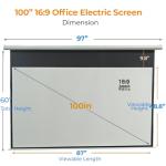 ZUEDA 100" Motorized Projector Screen with Remote