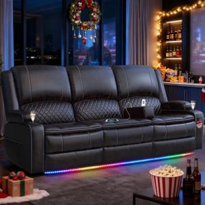 MOSGAT 3-Seater Recliner Sofa with USB and Storage