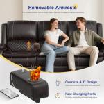 MOSGAT 3-Seater Recliner Sofa with USB and Storage