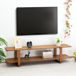 HollyHOME Bamboo TV Stand for 65” TVs