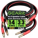 14 AWG Speaker Cable with Banana Plugs - 2 Pack