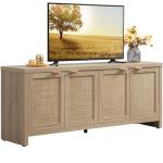 SICOTAS Boho TV Stand with Rattan Storage