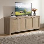 SICOTAS Boho TV Stand with Rattan Storage