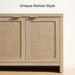 SICOTAS Boho TV Stand with Rattan Storage